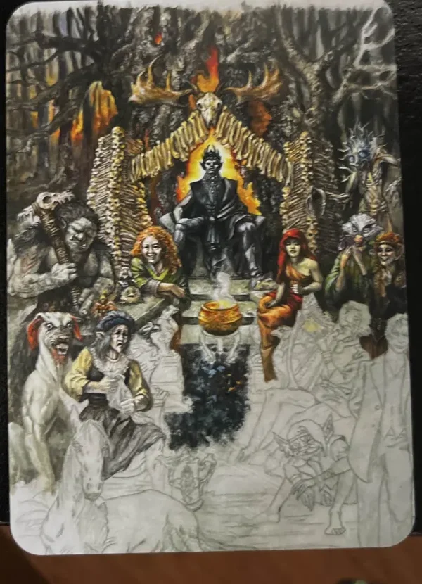 Unseelie Court Curio — metade pintada, metade em esboço a lápis