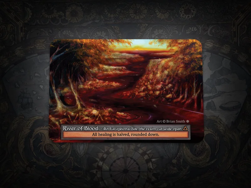 River of Blood site card 3-pack — arte Brian Smith, promo Dust