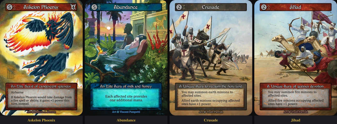Askelon Phoenix + Abundance + Crusade + Jihad — quatro cartas conectadas pela cidade histórica de Ashkelon