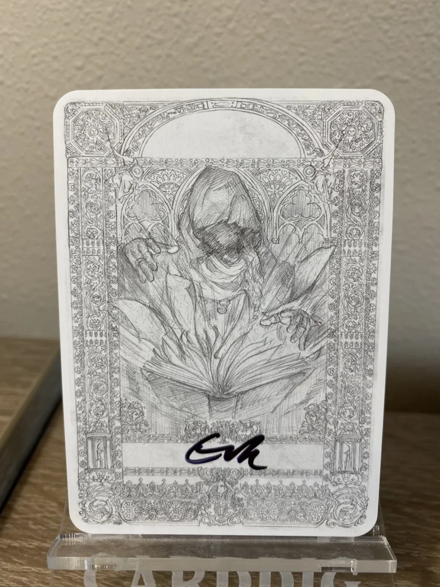 Cardback Sketch assinado pelo Erik — versão entregue aos primeiros playtesters do Alpha