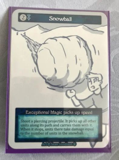 Snowball Arthurian Legends playtest — alt-art com tiragem estimada em 30 cópias